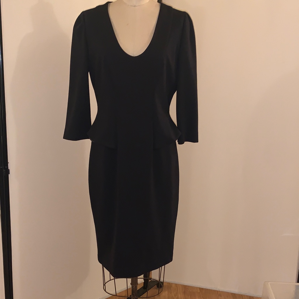 Emporio Armani Black Peplum Knit Jersey Sheath Dress 12